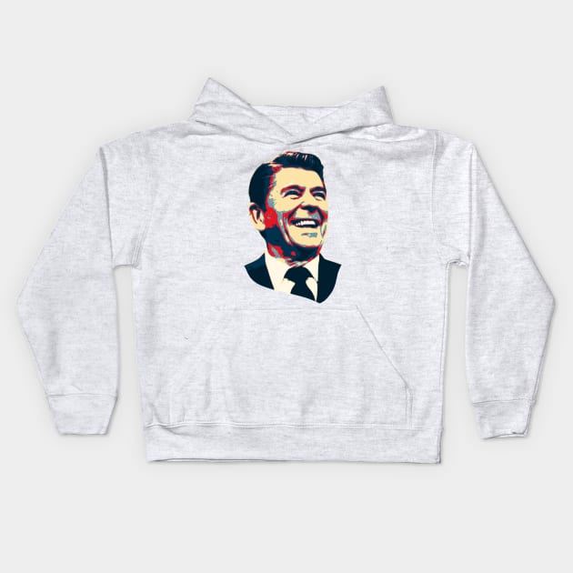 Ronald Reagan Happy Pop Art Kids Hoodie by Nerd_art